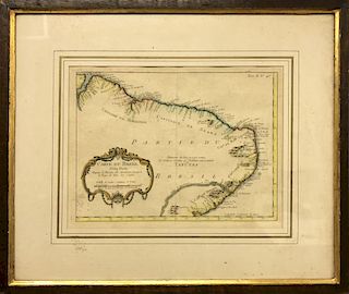 Large French Engraving of a Map of Brazil