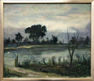 Gideon Stanton Oil on Canvas of a Stream