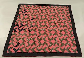 Red and Brown / Black Pieced Quilt