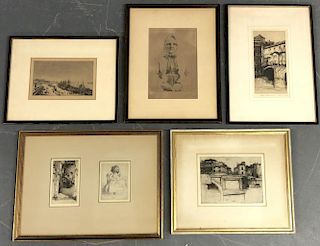 Five Framed and Matted Engravings