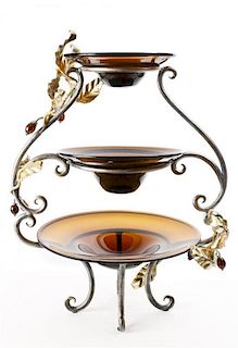 Two Modern Decorative Metal Table Decorations, Height of taller 22 1/2 inches.