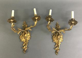 Pair of French Gilt Brass Hall Sconces