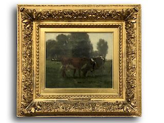 Carleton Wiggins Oil on Canvas of Cows