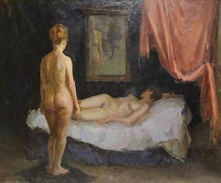 SMIRNOV, Andre. Oil on Canvas. Two Nudes in Repose