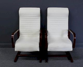 Pair Of Upholstered High Back Saarinen Style.