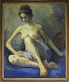 Moses Soyer O/C Painting of a Seated Female Nude