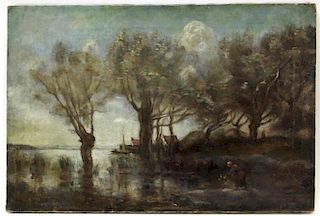 C.1920 French Impressionist Corot School Painting