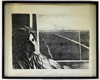 Arthur Polonsky Etching of Woman by a Window