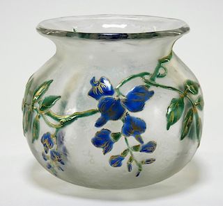 French LeGras St. Denis Cameo Art Glass Vase