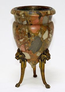 19C. French Bronze Mounted Puddingstone Vase