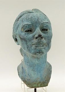 Modern Figurative Muralist Bronze Bust of a Woman
