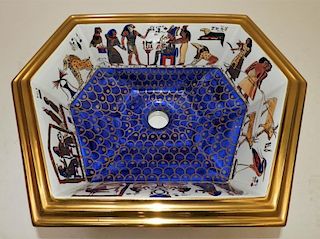 Sherle Wagner Egyptian Hieroglyph Porcelain Sink