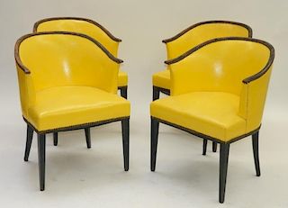 4 MCM Continuous Arm Yellow Designer Chairs