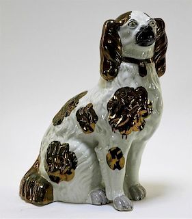 LG Staffordshire Copper Luster Pearlware Dog
