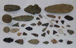 Group of Native North American Arrowheads & Axe