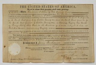 C.1857 President James Buchanan Land Deed Document