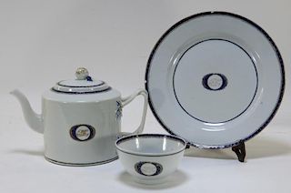 3PC Chinese Export Porcelain Armorial Tea Service
