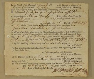 1774 Fairfield Newtown Connecticut Court Letter
