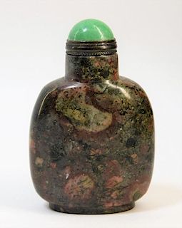 Chinese Carved Speckled Agate Snuff Bottle