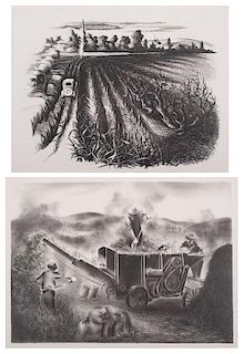 Regionalist Lithographs of Corn and Wheat Fields