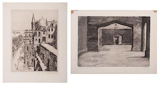 Frank P. Whiting (American, 20th century) and J. M. Bull (American, 20th century), Two Etchings