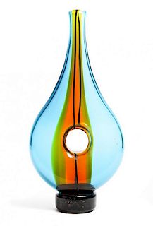 A Contemporary Studio Glass Vase, Height 16 1/4 inches.
