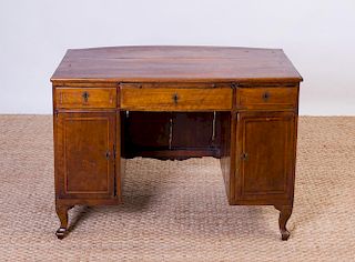 NORTHERN ITALIAN NEOCLASSICAL STYLE INLAID WALNUT AND FRUITWOOD KNEEHOLE DESK