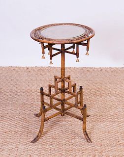 EDWARDIAN BAMBOO AND PARCEL-GILT PEDESTAL TABLE