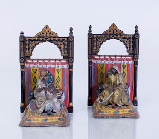 PAIR OF AUSTRIAN COLD-PAINTED-METAL FIGURAL BOOKENDS