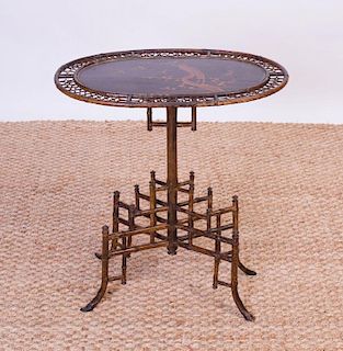 EDWARDIAN LACQUER AND BAMBOO PEDESTAL TABLE
