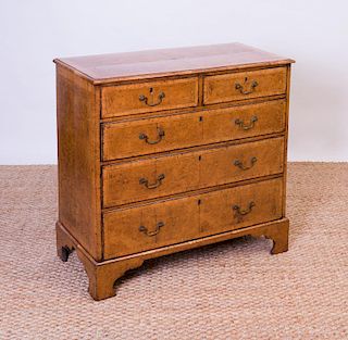GEORGE I STYLE BURL WALNUT CHEST OF DRAWERS