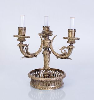 LOUIS XVI STYLE GILT-METAL THREE-LIGHT BOUILLOTTE LAMP