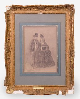 CONSTANTIN GUYS (1805-1892): LADY AND GENTLEMAN