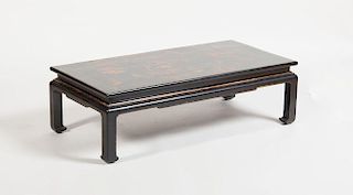 VICTORIAN BLACK JAPANNED AND PARCEL-GILT LOW TABLE