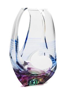 A Contemporary Studio Glass Sculpture, Michael David and Kit Karbler, Height 17 inches.
