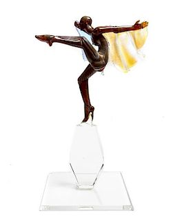 A Studio Glass Art Deco Style Figure, Height 17 1/2 inches.