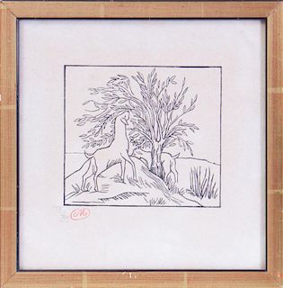 ARISTIDE MAILLOL (1861-1944): GOATS BY TREE, FROM LES GÉORGIQUES