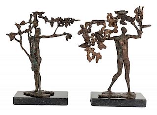 A PAIR OF BRONZE SCULPTURES BY ANTONIO PUJIA (ARGENTINIAN B. 1929)
