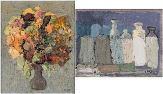 A PAIR OF PAINTINGS BY LEV MESHBERG (RUSSIAN 1933-2007)