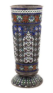 A RUSSIAN SILVER AND SHADED ENAMEL BEAKER, WORKMASTER ANTIP KUZMICHEV FOR TIFFANY AND CO, MOSCOW, 1896