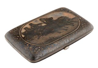 A RUSSIAN SILVER AND NIELLO CIGARETTE CASE, WORKMASTER GUSTAV KLINGERT, MOSCOW, 1898-1908