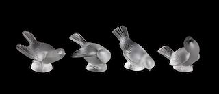 * Four Lalique Molded and Frosted Glass Figures Length of longest 5 1/2 inches.