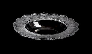 * A Lalique Molded and Frosted Glass Bowl Diameter 11 inches.