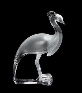 * A Lalique Molded and Frosted Glass Figure Height 13 3/4 inches.