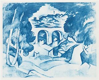 * Georges Braque, (French, 1882-1963), Le Viaduc de l'Estaque (Blue Proof), c. 1950