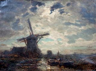 * Arthur Feudel, (American, 1857-1929), Windmill in Landscape