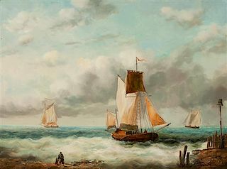 * Ernest Ponthier de Chamaillard, (French, 1862-1930), Sailing Boats in Rough Seas