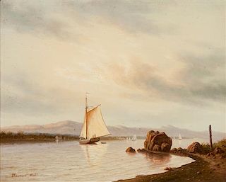 * Thomas Hill, (19th century), Boats on Lake at Dusk