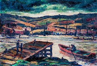 * Louis Bosa, (Italian, 1905-1981), River Landscape, 1934