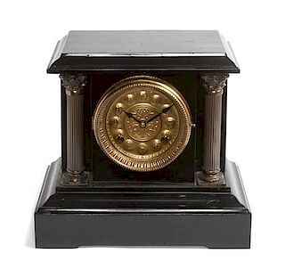 A Victorian Slate Mantle Clock Height 11 1/2 inches.